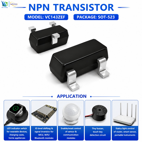 Advanced Design VC143ZEF SOT-523 NPN Bipolar Transistor, Original Semiconductor Electronics Manufacturing Partner 