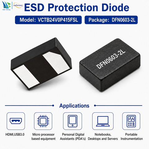 DFN0603-2L Manufacturer SMD 24V TVS Diode ESD Circuit Protection Electronic Component Semiconductor
