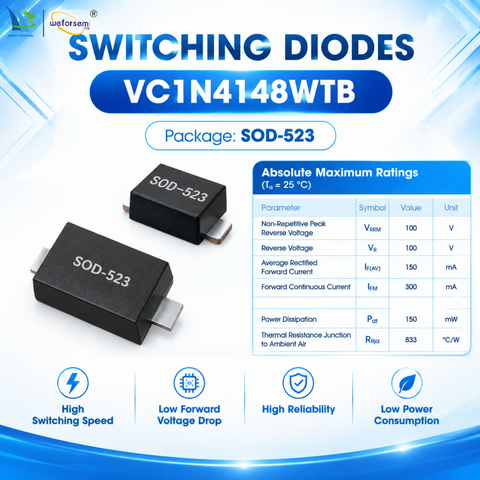 Factory Electronic Component SOD-523 100V Fast Switching Diode Vc1n4148wtb SMD Semiconductor Diode