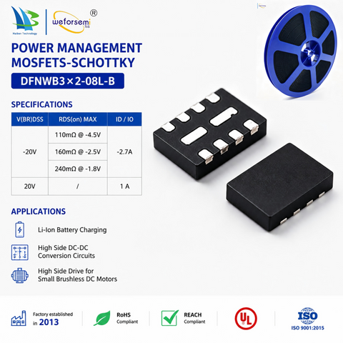 Wholesale price DFNWB3×2-08L Composite Transistor semiconductor Power Management Mosfets-Schottky