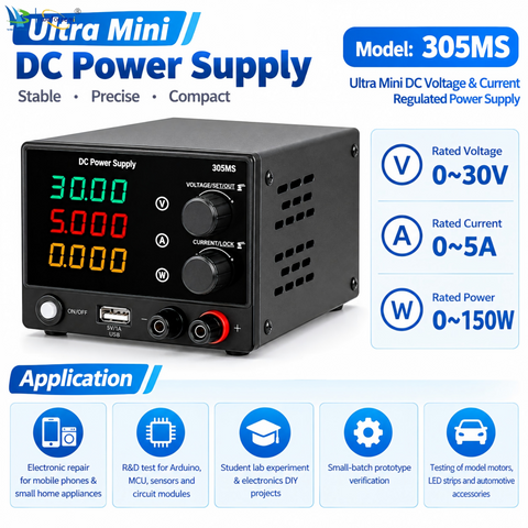 30V 5A Micro Adjustable DC Power Supply Variable Benchtop Regulated Power Source