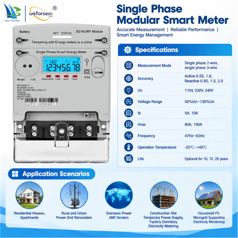 Factory Modular Single Phase Smart Energy Meter Multi Communication Remote AMI Management