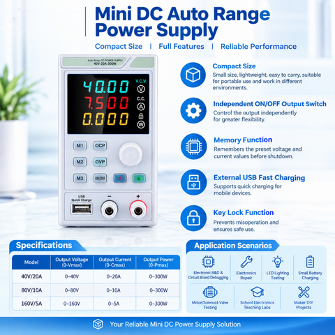 Wholesale price Mini Digital Programmable DC Auto Range Power supply Laboratory Automation Component Testing 