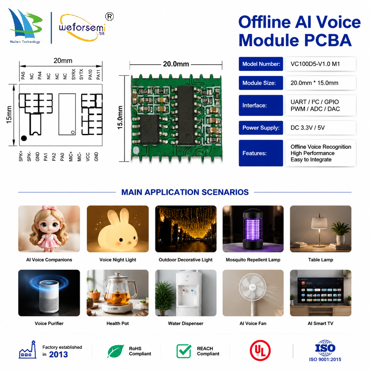 AI Offline Voice Recognition PCBA PCB Board