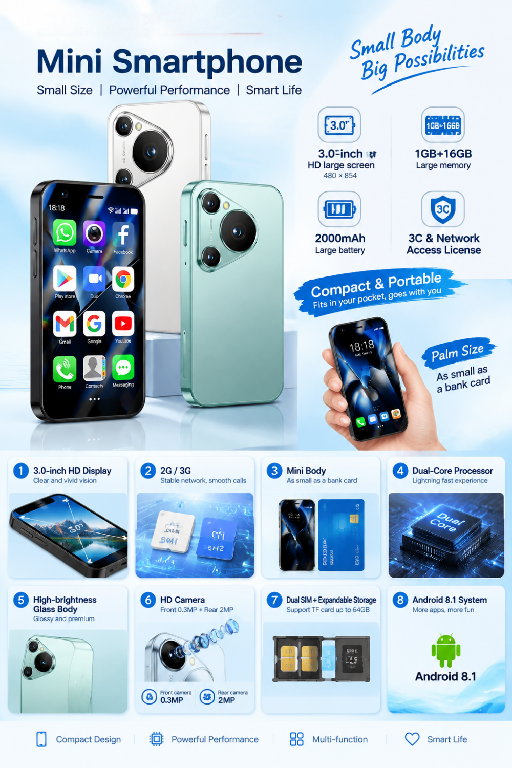 3INCH mini P70 phone 9