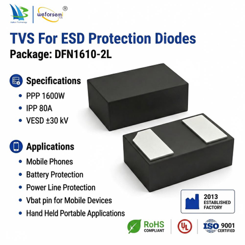 Low Capacitance DFN1610-2L VCTU7V550F3S TVS Diode 7V Voltage Limiter Electronic Component Semiconductor