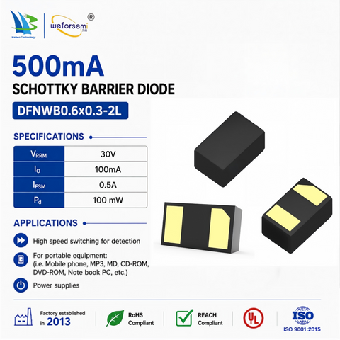 High Performance IFSM 0.5A VC521S6-30X 2-Pin DFNWB0603 Schottky Diode for Fast Switching Semiconductor